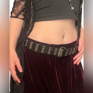 SOLD vintage genuine leather triple grommet belt